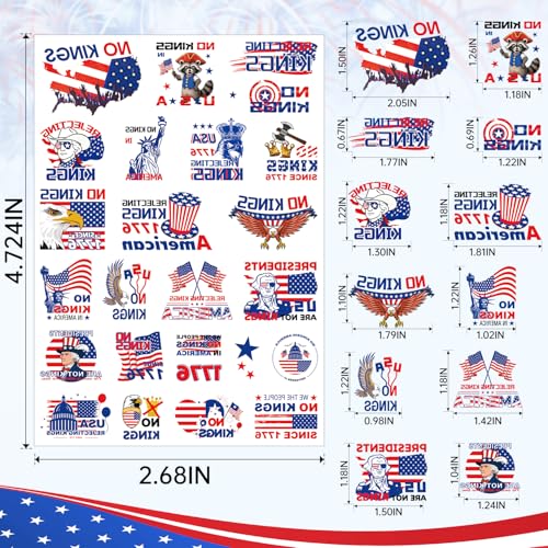 92+ Styles No King Temporary Tattoos,4 Sheets No Kings In America Funny Not My President Against Fake Tattoos Sticker