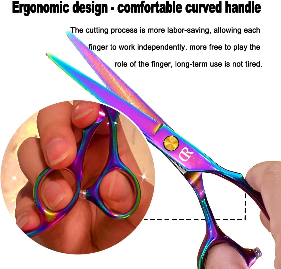 Professional 6-Inch Hair Cutting Shears Set - Barber Scissors & Thinning Shears Kit for Men, Women & Kids (Rainbow Finish)