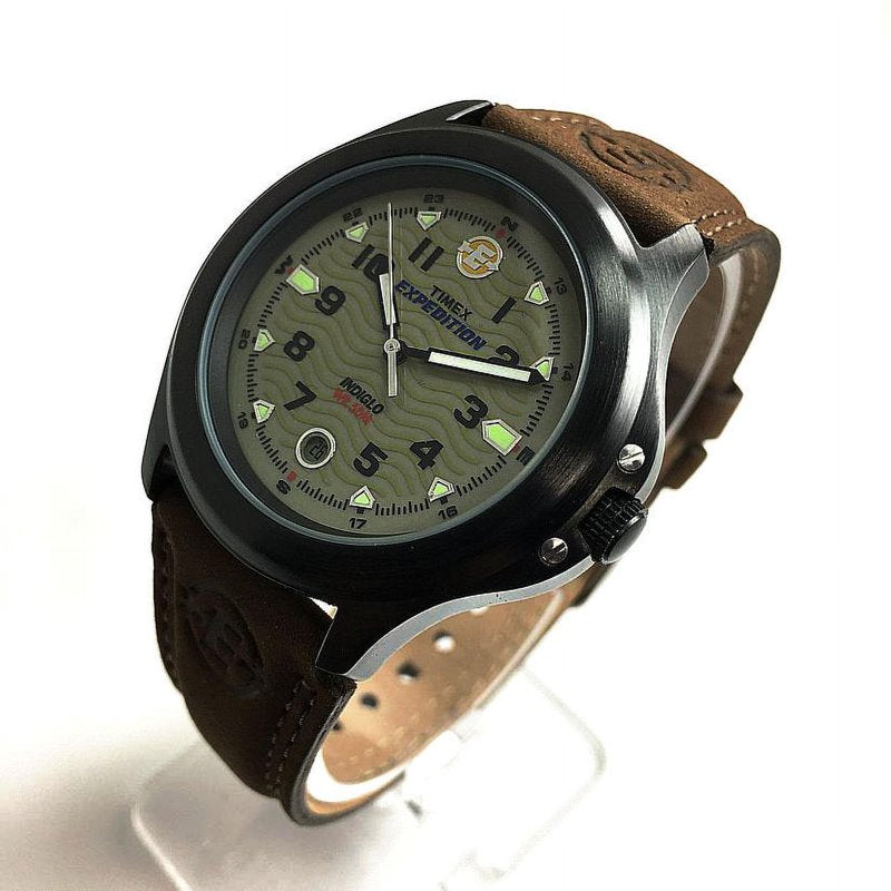 Outdoor Field Watch with Leather Strap 40mm Water-Resistant Casual Men's Watch