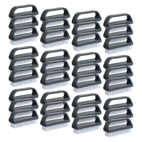 Superio Stiff Nail Brush for Cleaning Fingernails Small Scrub Brush with Handle, Cleaning Brushes for Hands, Toes, and Nails (Black, 36 Pack)