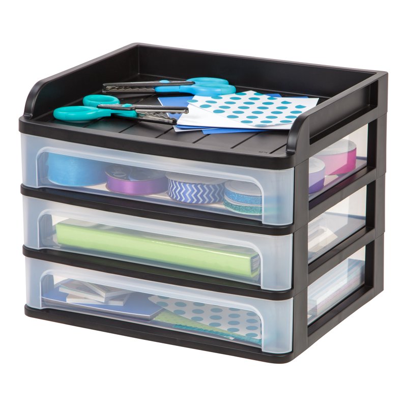 Medium 3-Drawer Desktop Organizer with Open Tray Top - Space-Saving Storage Solution