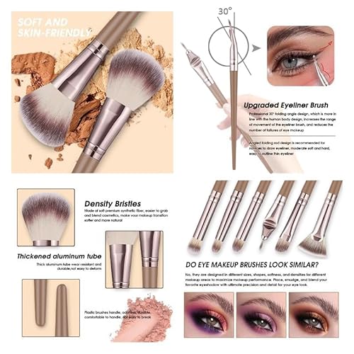 KUORYZAL Brown Makeup Brushes Set Professional 63Pcs with Case Premium Synthetic for Foundation Concealer Blush Eyeshadow Powder Contour Makeup Brush Kit Face Eye Make up Brushes & Tools