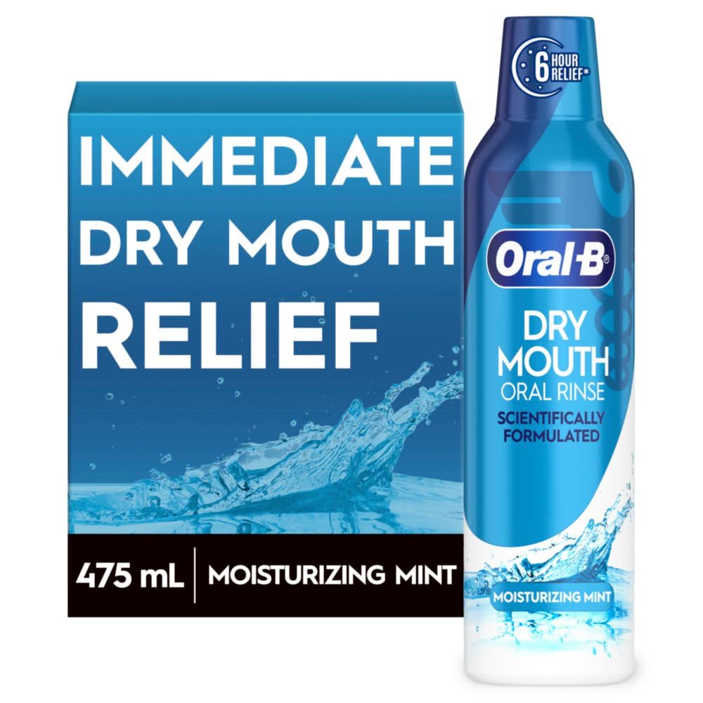 Oral-B Dry Mouth Mouthwash - Moisturizing Mint Flavor, 16 Fl Oz for Fresh Breath