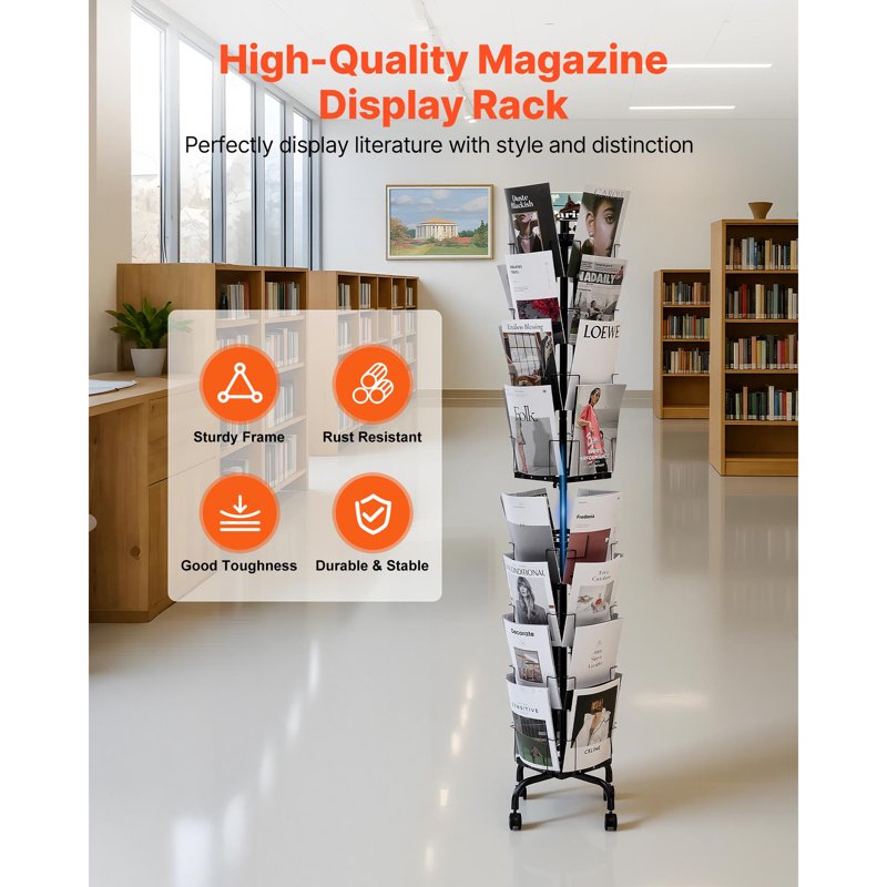 Rotating Greeting Card Display Rack with 32 Pockets & 360° Spin Stand