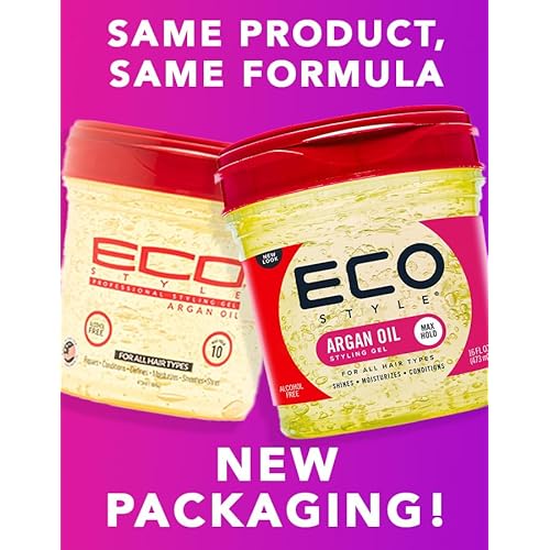 Eco Style Ecoco Gel - Argan Oil - 100% Pure Olive Oil - Promotes Healthy Hair - Nourishes And Repairs Hair - Long-Lasting Shine - 10/10 Maximum Hold - Tames Frizzy Hair - For All Hair Types - 16 Oz