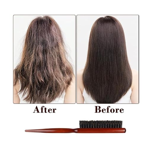 Pig bristle narrow-toothed comb Fluffy styling long handle comb Smooth hairstyle Men's beard combing brush For damaged and curly hair