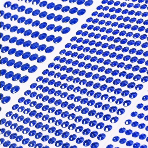 Dark Blue Face Gems Eye Jewels Rhinestones Gems Crystals Temporary Tattoo Stickers Jewels for Crafts 3/4/5/6/8MM Gems Jewels Eyes Stickers Makeup Self Adhesive for DIY Crafts 3555 PCS