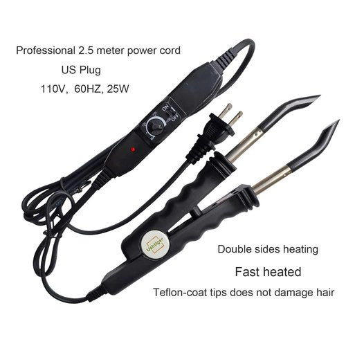 Ushtiger Fusion Extension Tools Hair Extension Connector Machine Pre Bonded Keratin Flat Tips Heat Connector Wand Iron Full Tool Kit Hot Fusion Iron Bonding For Diy And Salon Use K Tip Black