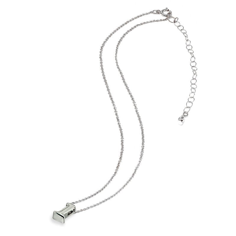 Sterling Silver Alphabet Letter Necklace 15-Inch Chain with Extender