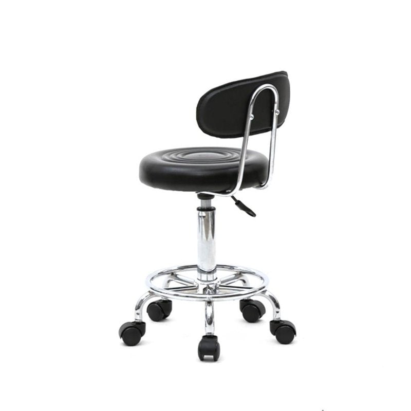 Height-Adjustable Swivel Drafting Stool with Backrest and Chrome Base — Black