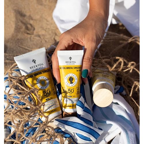 Bee and You SPF 50 Facial Sunscreen, UV Protection, Clear, Sensitive, Acne-Prone Skin, Mineral-Based Zinc Oxide, Propolis Extract, 100% Natural, Hypoallergenic, 1.35 oz