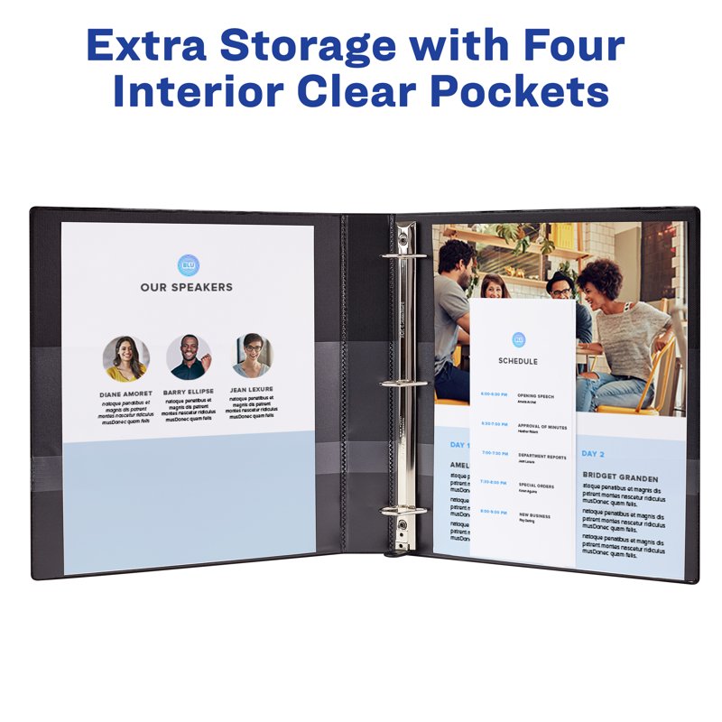 Durable View Binders with 1 Inch Rings - Black, 275 Sheet Capacity