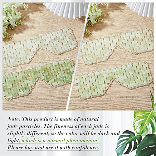 Hercicy 2 Pcs Jade Eye Mask Green Jade Stone Facial Cooling Mask for Alleviate Puffiness Face Massage Relax Eyes Relieve Migraine Meditation Beauty (White, Light Green)