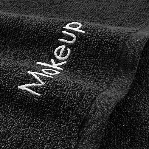 Arkwright Makeup Towels - Pack of 6 - Soft & Gentle Cotton Small FingerTip Powder Room Washcloth, Decorative Bathroom Essentials for Hosts & Artists, 11 x 17 in, Black