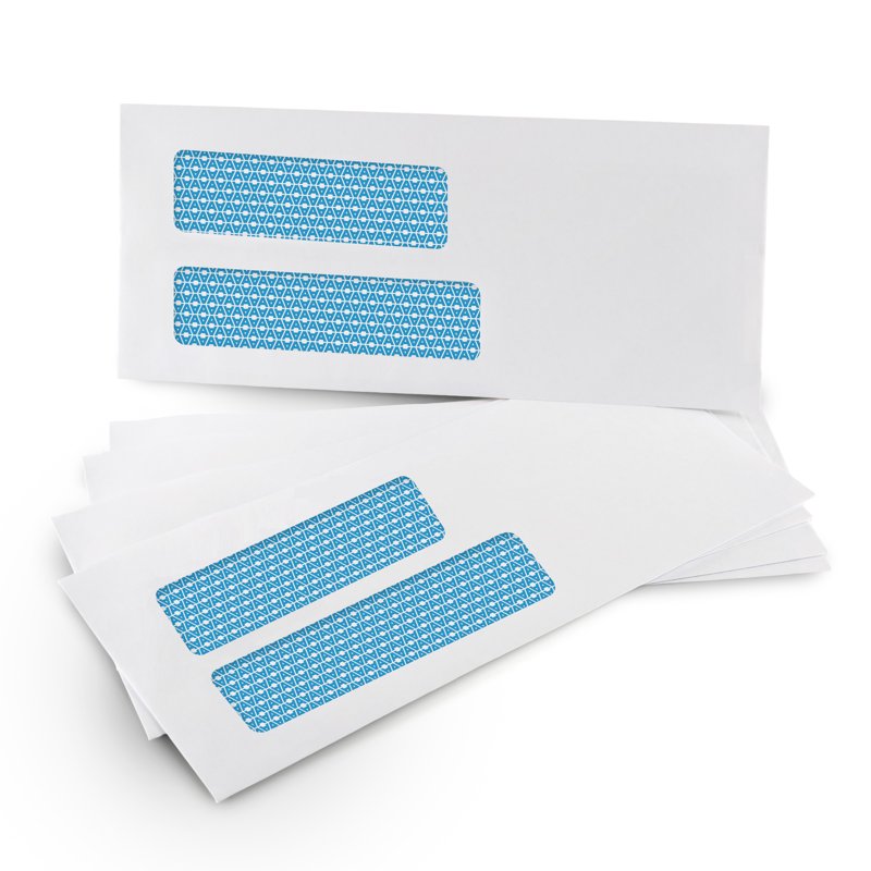 Double Window Security Envelopes Self-Seal 3 7/8 x 8 7/8 Inches 500-Pack