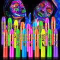 18 Pack Glow in The Dark Paint, Glow in The Dark Face Body Paint Glow Sticks Makeup Face Painting Kits for Adult, Neon Face Paint Crayons UV Crayons Kit for Halloween and Parties