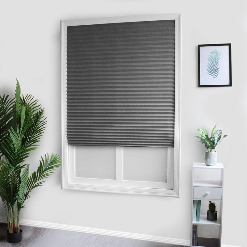 Light Blocking Pleated Window Shades with Clips - Blackout Curtains for Kitchen & Bathroom