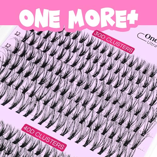 VEYESBEAUTY Lash Clusters UltraVolume Individual Lash Extensions One More+ 3D Layered DIY False Eyelash Tray 30D+40D Volume Cluster Lashes for Self Application at Home