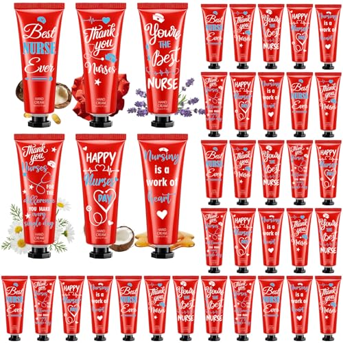 Leelosp 48 Pcs Nurse Hand Cream Nurse Week Gift for Women Nursing Appreciation Gifts Mini Hand Lotion Bulk Travel Size Moisturizing for Nursing Student Medical Assistant CNA Week, 6 Plant Fragrance