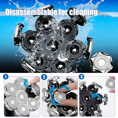 7 Head Shaver Replacement Heads for Freebird Bald Men, Head Shavers for Men,Shaver Replacement Blades for Rotary Shavers (Silver/3count)