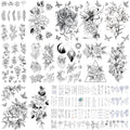 VERKSTAD Christmas Black Temporary Tattoos for Women, Waterproof Flower Butterfly Fake Tattoos for Girls, Floral Letter Writing Symbol Tattoo Kits Hand Body Art for Parties Festivals Everyday Wear