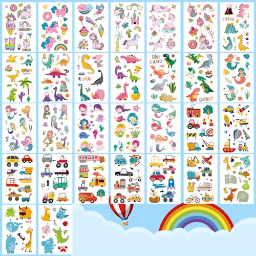 Partywind 100 Sheets (1150 Styles) Temporary Tattoos for Kids Goodie Bag Stuffers, Fake Tattoo Stickers for Boys and Girls Party Favors Supplies, Cute Birthday Prizes for Kids Back to School