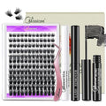 DIY Lash Extension Kit, Missicee Cluster Eyelash Extension Kit with Lash Bond & Seal, Applicator and Remover, 144 Pcs 0.10mm 56D 9-16mm Mixed Wide-stem Cluster Lash, Individual Lashes Kit at Home