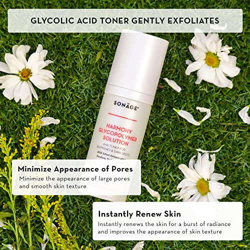 Sonage Harmony Glycolic Peel: Pro Spa Strength Exfoliation for Glowing Skin | Chemical Exfoliant Renews & Refines Texture