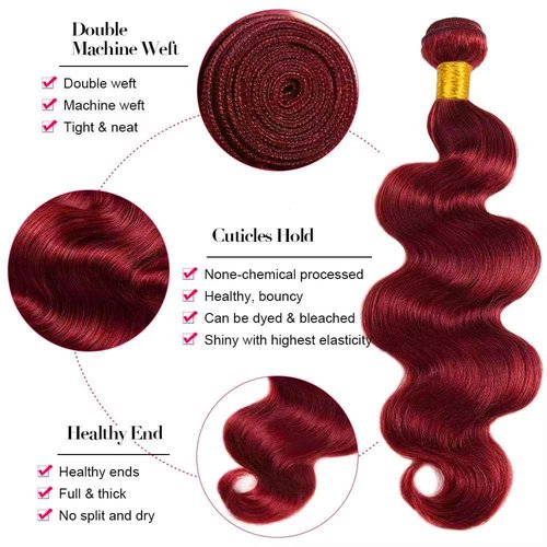 28 inch Burgundy Human Hair Bundles 99J Body Wave Hair Bundle Brazilian Remy Red Bundles Dark Burgundy Color