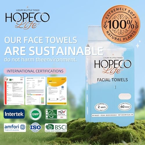 Disposable Face Towel, Soft Package, 60 Count, XL, Hanging and Flat Dual Use,Dry Wipes,Lint Free Face Cloths,Makeup Removal,Soft Cleansing Towelettes, Sensitive Skin Facial Towels,(1 Pack)