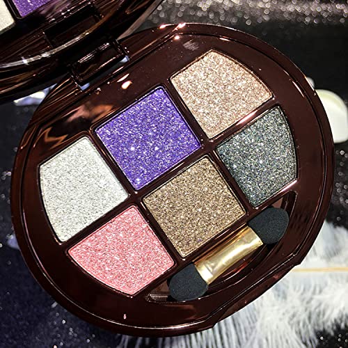 Glitter Eyeshadow Palette, 6 Colors Sparkle Shimmer and Matte Eye Shadow, Highly Pigmented Waterproof Long Lasting Makeup Set. (Color 4)