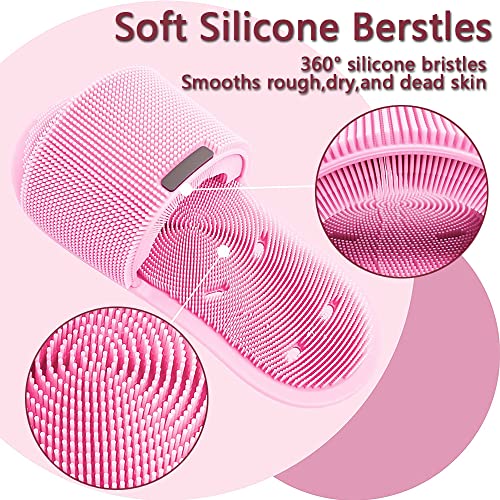 Shower Foot Scrubber - Soft Silicone Cleaner With Non-Slip Suction Cups, Exfoliating Dead Skin Massager Slipper to Improve Circulation & Soothe Tired Feet for Unisex Adults - 1pcs (Pink)