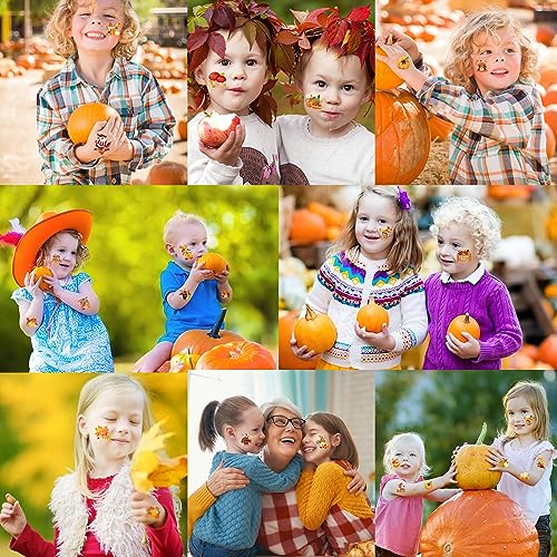HOWAF 96 Pieces Fall Temporary Tattoos, Fall themed Tattoos for kids, Maple Leaves Pumpkin Fake Temp Tattoo for Fall Thanksgiving Decorations Autumn Stickers