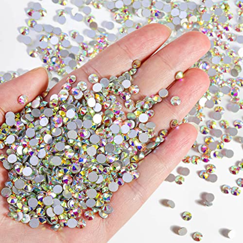 Beadsland Flatback Rhinestones Bulk,2880pcs Crystal AB Rhinestones for Nails Crafts Clothes DIY Decoration, Crystal AB, SS30, 6.3-6.5mm