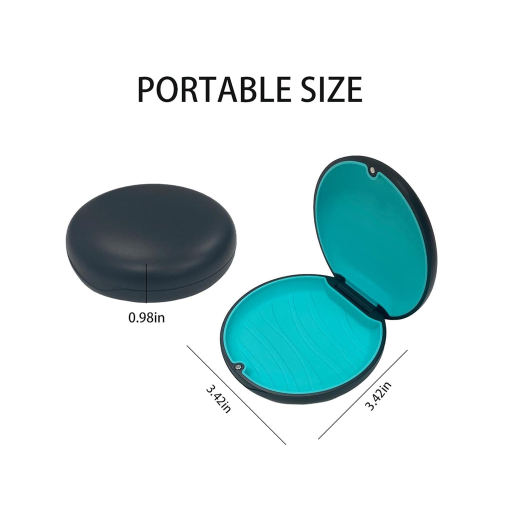 Retainer Case,Cute Slim Aligner Case Compatible with Invisalign,Customized Magnetic Closure Orthodontic Retainer Case (2 Pack Black + Blue Silicone)