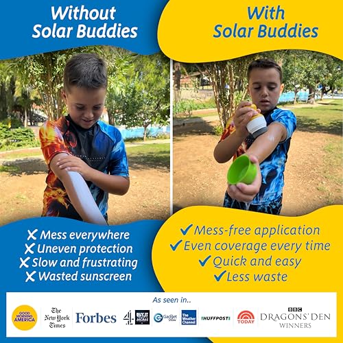 Solar Buddies Sunscreen Applicator - Single Green - Refillable Roll on Sponge Sunscreen, Suncream & Lotion Applicator For Kids, Adults & Families - Holds 3.4fl oz, Perfect Size for Travel