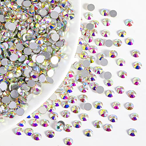 Beadsland Flatback Rhinestones Bulk,2880pcs Crystal AB Rhinestones for Nails Crafts Clothes DIY Decoration, Crystal AB, SS30, 6.3-6.5mm