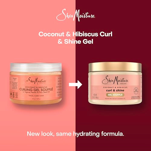 SheaMoisture Curling Gel Souffle Coconut and Hibiscus for Thick, Curly Hair to Moisturize and Protect Hair 12 oz