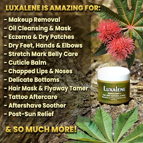 Beesaluxe Luxalene - a 100% Natural, Rich & Hypoallergenic Alternative to Petroleum Jelly with Castor Oil - Lips, Hands, Baby, Makeup Remover and More (2 Ounce)