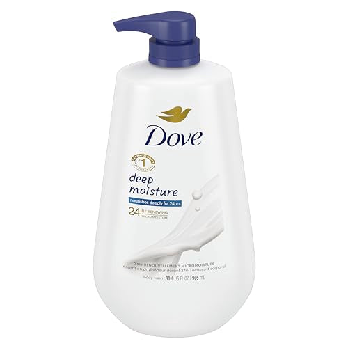 Dove Foaming Hand Wash Aloe & Eucalyptus Pack of 4 Protects Skin from Dryness & Body Wash with Pump Deep Moisture For Dry Skin Moisturizing Skin Cleanser 30.6 oz