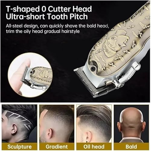 Hair Clippers for Men, Electric Hair Clipper for Men 3D Dragon Carving Barber Shop Hair Cutting Machine Professional Cordless Hair Trimmer Beard