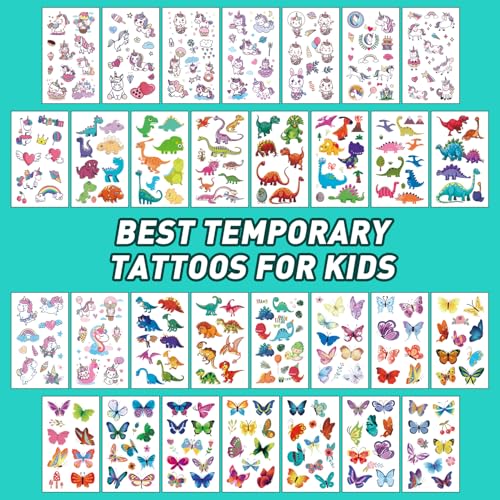 Temporary Tattoo Kids - 150 Sheets & 1700+ Patterns | Boosts Imagination/Creativity & Easy-Clean | Ideal for Party Favors, Arts & Crafts, Goodie Bags (Non-Toxic, Safe for Skin)