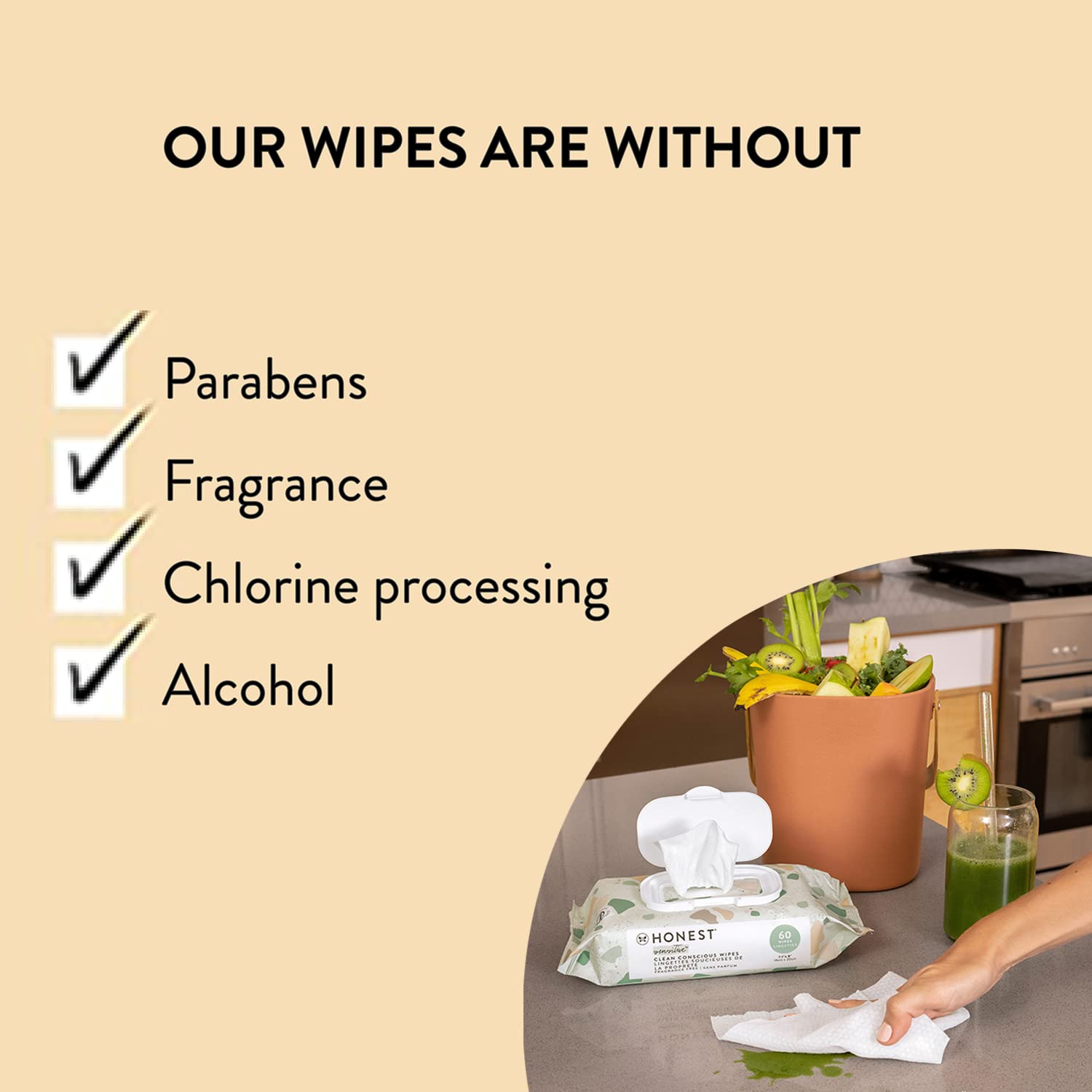 The Honest Company Clean Conscious Multi-Use Wipes | Hypoallergenic + Unscented for Sensitive Skin | Over 99% Water, Compostable, Plant Based, Baby Wipes | Pattern Play, 576 Count