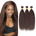 24 24 24 inch Color 4 Bundles Human Hair Brown Yaki Bundles Chocolate Brown Human Hair Bundles Grade 8A Remy Dark Brown Kinky Straight Human Hair Bundles