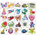 204 PCS Individually Wrapped Temporary Tattoos for Kids - Fun Tattoos for Boys Girls Birthday Party Favors Goodie Bag Fillers