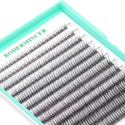 Bodermincer 120pcs 0.10mm Thickness Handmade Fish Tail False Lahses Thick Natural Long Black Individual False Eyelashes Fake Eye Lashes Extensions Makeup Tool (MIX 8-10-12-14-16mm)