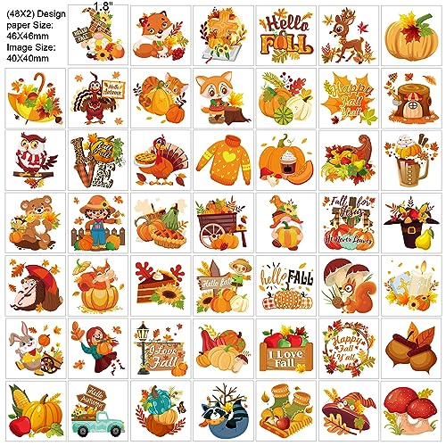 HOWAF 96 Pieces Fall Temporary Tattoos, Fall themed Tattoos for kids, Maple Leaves Pumpkin Fake Temp Tattoo for Fall Thanksgiving Decorations Autumn Stickers