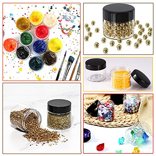 2 oz Plastic Containers with Lids 60pcs Plastic Jars with Lids + 3/5/10 Gram 12pcs Sample Containers Travel Jar? Great for Lip Scrub,Body Butters,Cream,Lotion Labels & Spatulas (72 Pack)