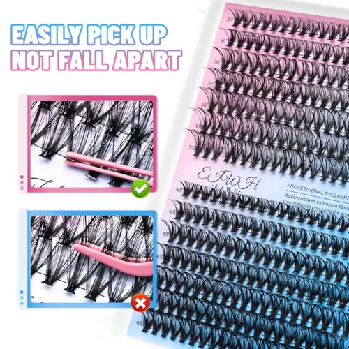 Lash Clusters Kit 840Pcs Clusters Lashes Extension Volume Soft Eyelash Extension Kit 30D+40D D Curl Wispy Natural DIY Individual Lash Kit Box for Beginners Bulk Pack Includes a random lucky gift