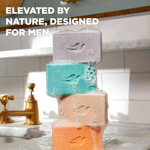DOVE MEN + CARE Cleansing Bar Soap Sandalwood + Cardamom Oil to Rebuild Skin in the Shower,a 4in1 Hair,Body,Face & Shaving Bar with Plant-Based Cleanser and Natural Oils 5 oz,(Pack of 8)